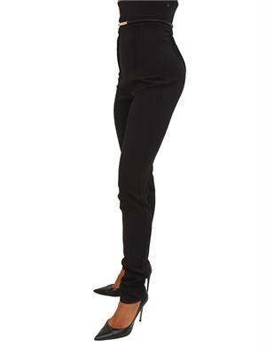 Pantaloni Elisabetta Franchi in crêpe nera con cintura in DONNA