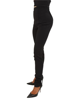Pantaloni Elisabetta Franchi in crêpe nera con cintura in DONNA