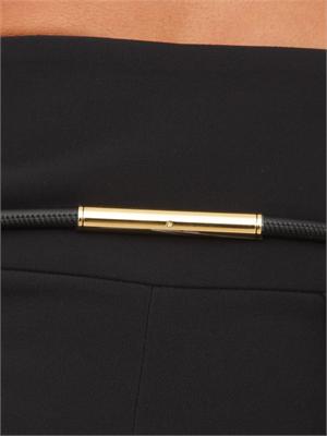 Pantaloni Elisabetta Franchi in crêpe nera con cintura in DONNA