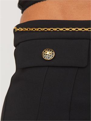 Gonna Elisabetta Franchi in doppio crêpe nero con catena gioiello in DONNA