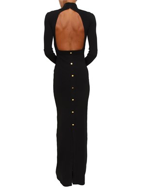 Abito lungo Elisabetta Franchi in maglia di viscosa nera con gemelli gioiello in DONNA