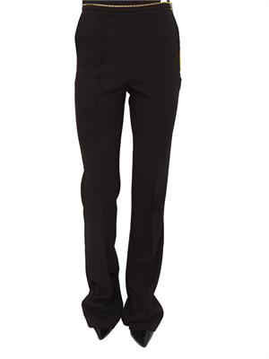 Pantaloni Elisabetta Franchi in crêpe nero con cintura gioiello in DONNA