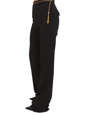 Pantaloni Elisabetta Franchi in crêpe nero con cintura gioiello in DONNA