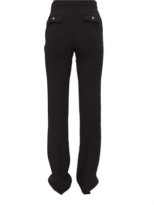 Pantaloni Elisabetta Franchi in crêpe nero con cintura gioiello in DONNA