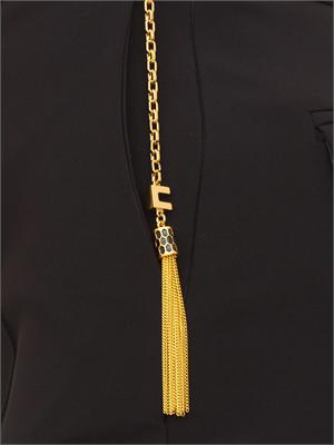 Pantaloni Elisabetta Franchi in crêpe nero con cintura gioiello in DONNA