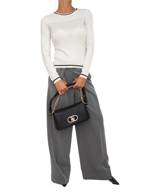 Maglia Liu Jo in misto viscosa bianco con strass e mini borchie in DONNA