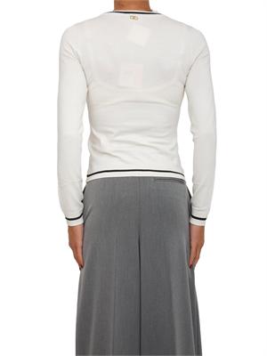 Maglia Liu Jo in misto viscosa bianco con strass e mini borchie in DONNA