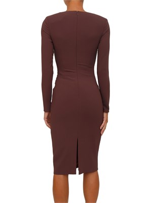 Abito Elisabetta Franchi in crêpe bordeaux con catena gioiello in DONNA