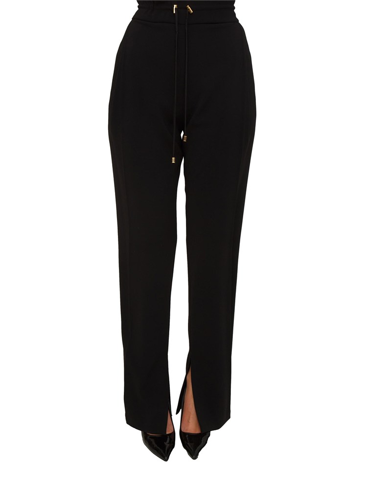 Pantaloni Elisabetta Franchi in crêpe nero con coulisse