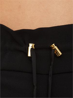 Pantaloni Elisabetta Franchi in crêpe nero con coulisse in DONNA