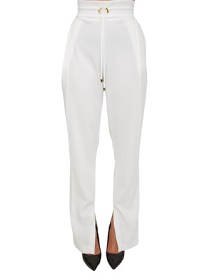Pantaloni Elisabetta Franchi in crêpe avorio con coulisse in DONNA