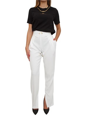 Pantaloni Elisabetta Franchi in crêpe avorio con coulisse in DONNA