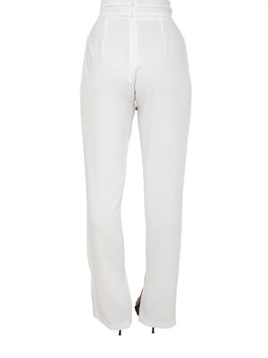 Pantaloni Elisabetta Franchi in crêpe avorio con coulisse in DONNA