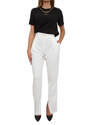 Pantaloni Elisabetta Franchi in crêpe avorio con coulisse in DONNA