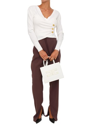 Pantaloni Elisabetta Franchi in crêpe bordeaux con coulisse in DONNA