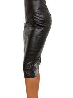 Gonna Elisabetta Franchi ecopelle nera con stampa cocco e zip oro in DONNA