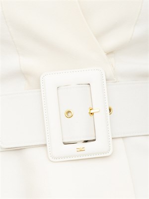 Giacca in maglia Elisabetta Franchi in punto stoffa bianco panna con cintura in DONNA