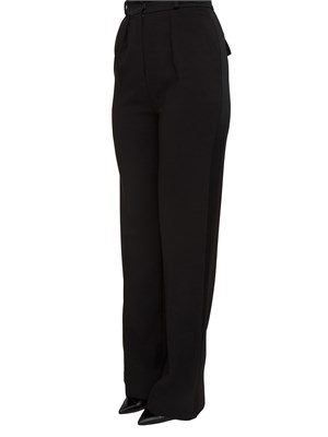 Pantaloni Elisabetta Franchi in crêpe nero con dettagli smoking in DONNA