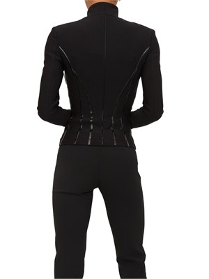 Giacca Elisabetta Franchi in neoprene nero con dettagli corsetto in DONNA