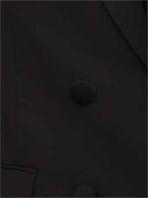 Giacca Elisabetta Franchi in crêpe nero con dettagli in raso in DONNA