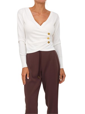 Maglia Elisabetta Franchi in misto cachemire bianco con bottoni gioiello in DONNA