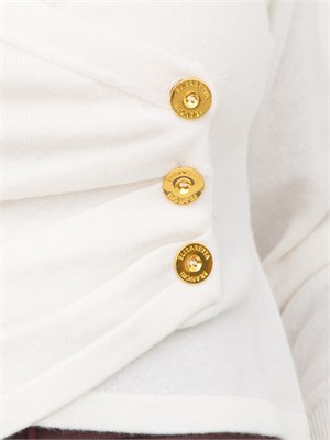 Maglia Elisabetta Franchi in misto cachemire bianco con bottoni gioiello in DONNA