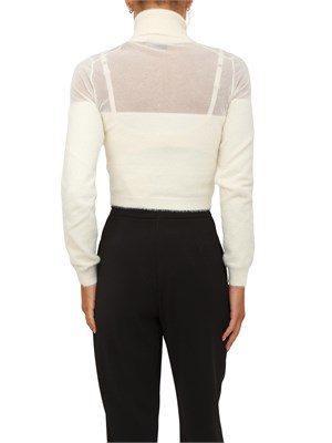 Dolcevita Elisabetta Franchi in maglia bianco panna con logo gioiello in DONNA