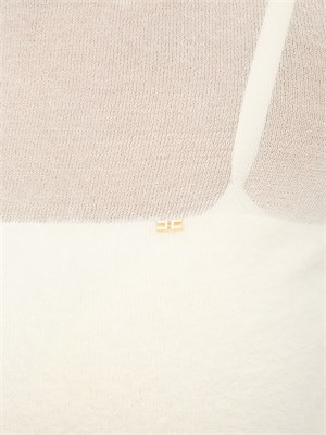 Dolcevita Elisabetta Franchi in maglia bianco panna con logo gioiello in DONNA