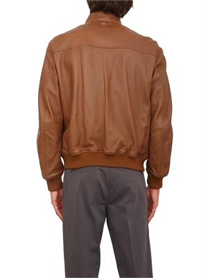 Giubbino uomo Boss in pelle marrone cognac in UOMO