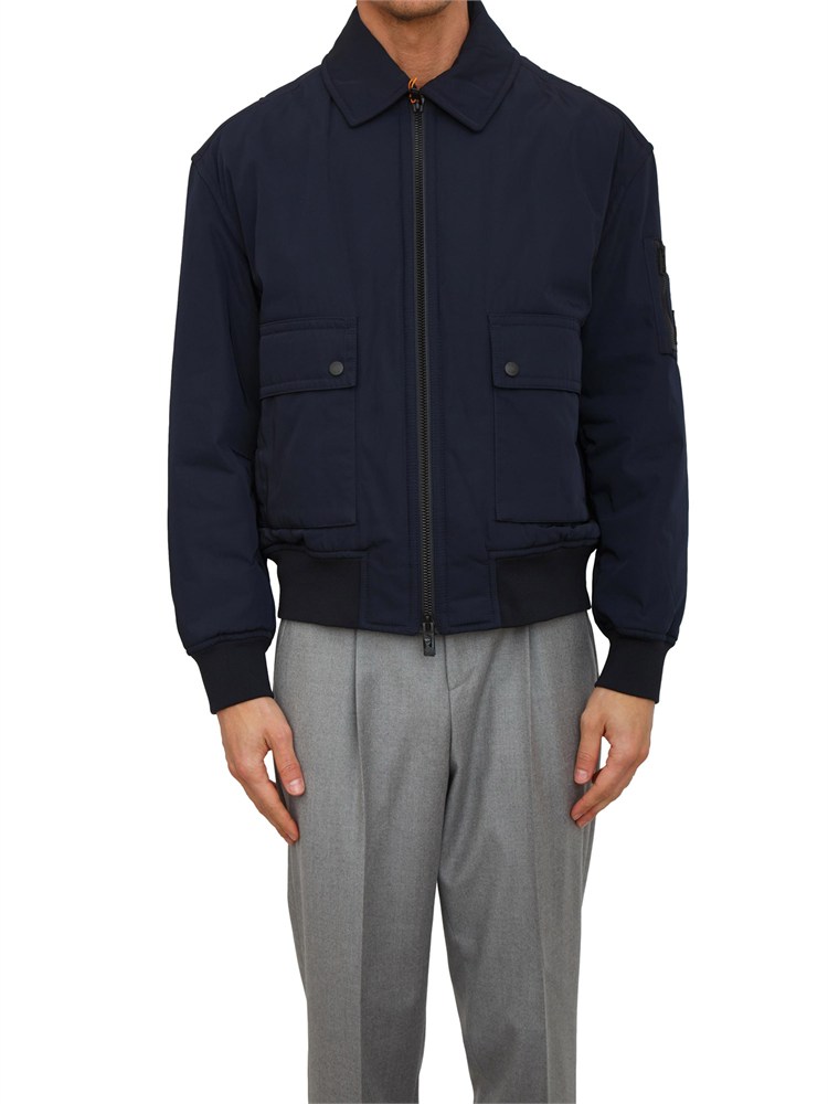 Giubbino Boss uomo in tessuto tecnico idrorepellente blu