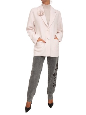 Giacca Blugirl in maglia di lana rosa con spilla removibile in DONNA