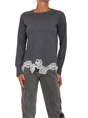 Maglia Blugirl in lana grigia con pizzo in DONNA