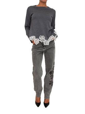Maglia Blugirl in lana grigia con pizzo in DONNA