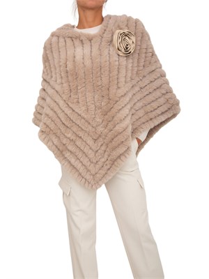 Poncho Blugirl in faux fur taupe con spilla removibile in DONNA