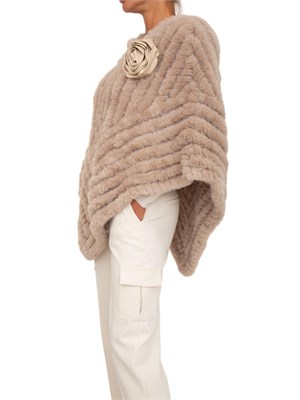 Poncho Blugirl in faux fur taupe con spilla removibile in DONNA
