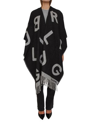 Poncho Blugirl in caldo tessuto nero logo lettering in DONNA