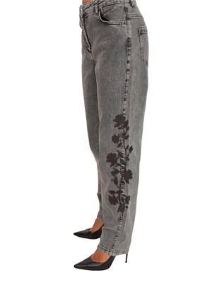 Jeans Blugirl in denim stretch grigio con ricamo floreale in DONNA