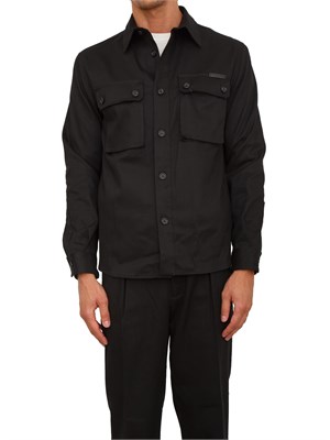 Camicia overshirt Paolo Pecora in gabardina nera in UOMO