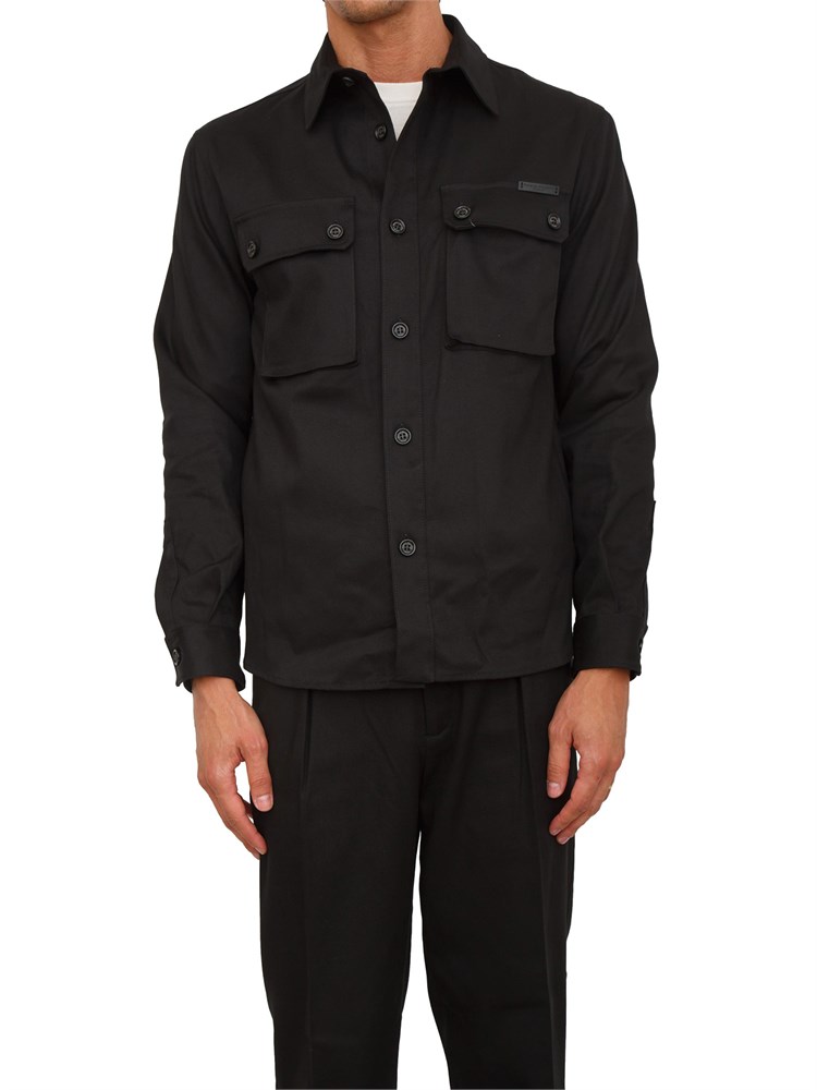 Camicia overshirt Paolo Pecora in gabardina nera