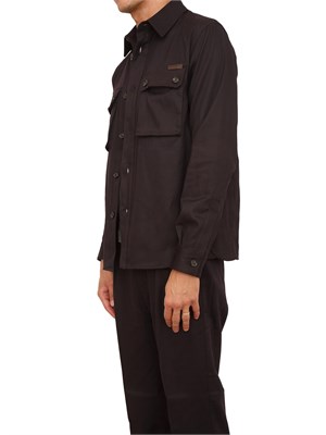 Camicia overshirt Paolo Pecora in gabardina marrone in UOMO