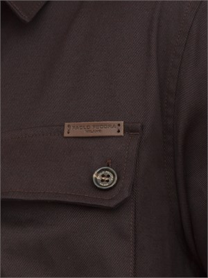 Camicia overshirt Paolo Pecora in gabardina marrone in UOMO