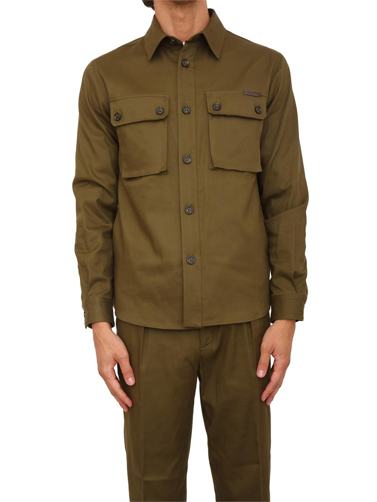 Camicia overshirt Paolo Pecora in gabardina verde