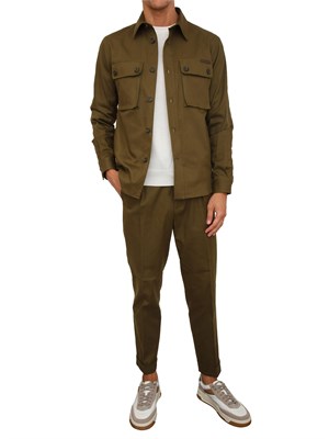 Camicia overshirt Paolo Pecora in gabardina verde in UOMO