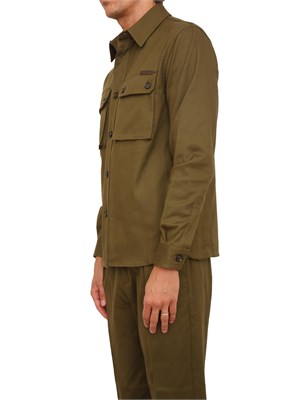 Camicia overshirt Paolo Pecora in gabardina verde in UOMO