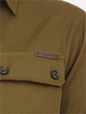 Camicia overshirt Paolo Pecora in gabardina verde in UOMO