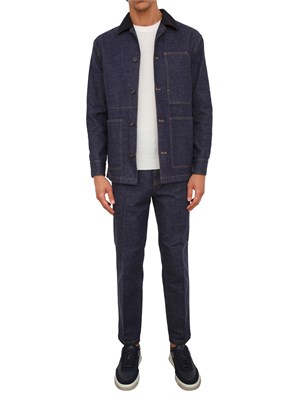 Giubbotto Paolo Pecora in denim indaco colletto a contrasto in UOMO