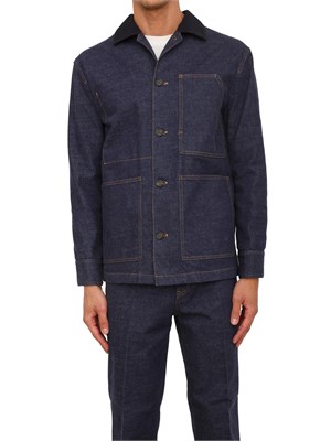 Giubbotto Paolo Pecora in denim indaco colletto a contrasto in UOMO