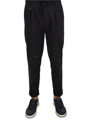 Pantalone chino Paolo Pecora in gabardina blu con coulisse in UOMO