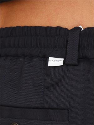 Pantalone chino Paolo Pecora in gabardina blu con coulisse in UOMO