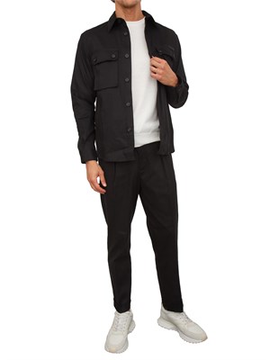 Pantalone chino Paolo Pecora in gabardina nera con coulisse in UOMO